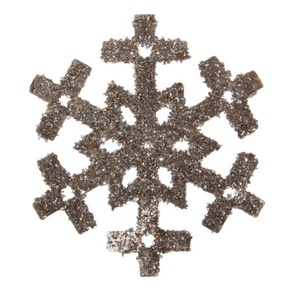 Металлическая снежинка стеклянный серебряный блеск 10,5 см 41578 SHISHI
