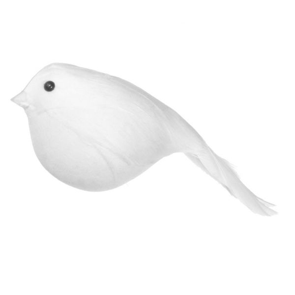 Перо птицы белое висит 10 см 42093 SHISHI