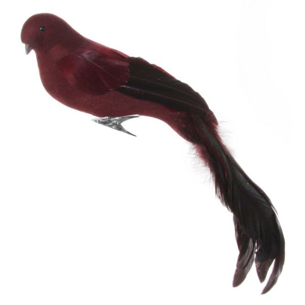 Перо длиннохвостой птицы бордового цвета 33 см 44703 SHISHI