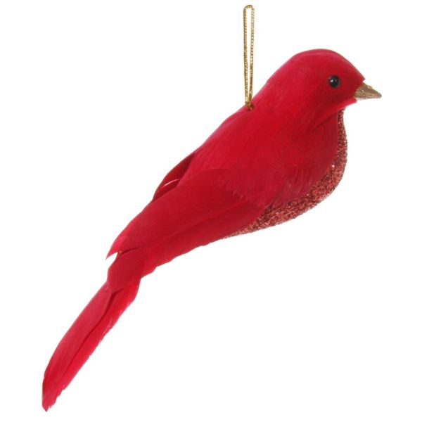 Перо птицы красное блестело 13 см 44728 SHISHI