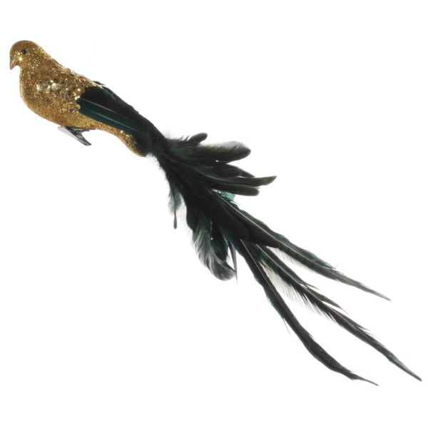 Перо птицы с хвостом фазана green-золото55 см 49515 SHISHI