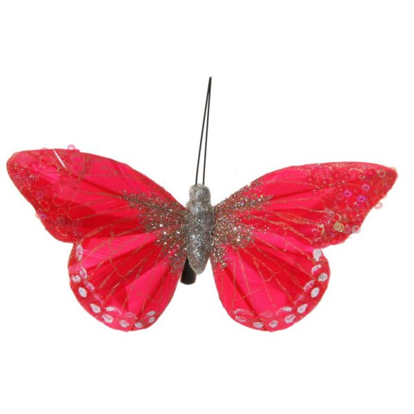 Перо-блестящая бабочка красного цвета 10,5 см 50434 SHISHI