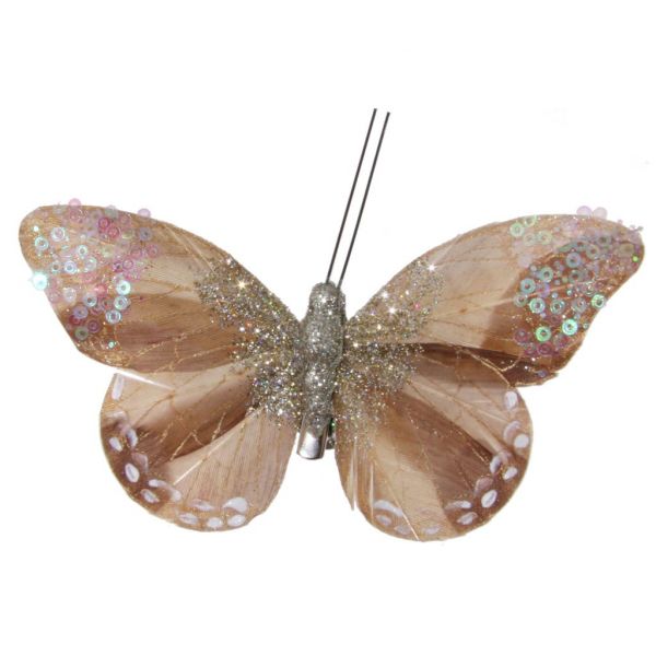 Перо-блестящая бабочка коричневого цвета 10,5 см 50438 SHISHI