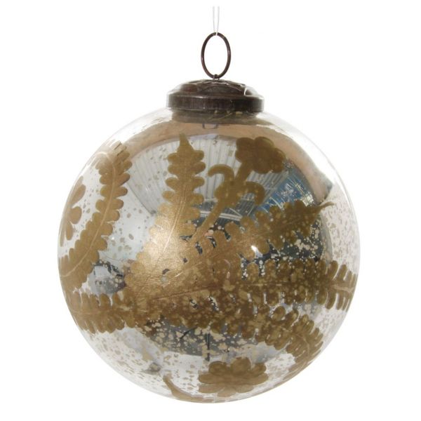 Стеклянный шар античное серебро с золотой огранкой 13 см 50703 SHISHI