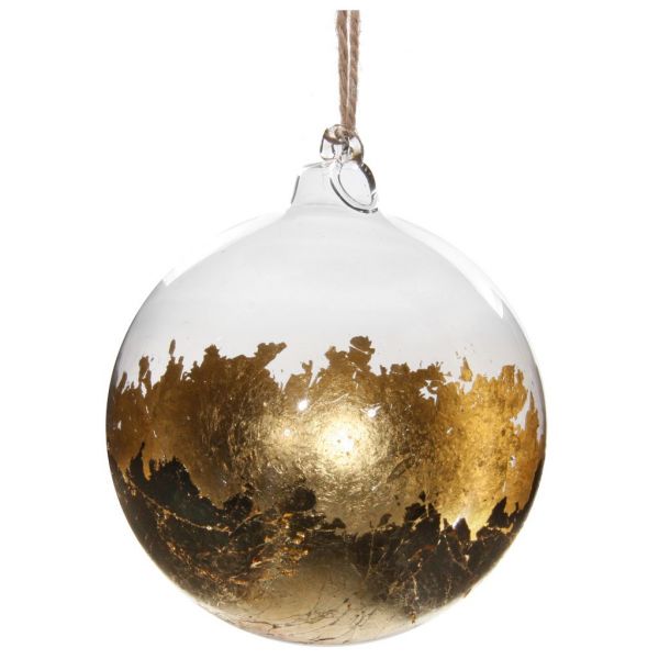 Стеклянный шар прозрачное сусальное золото под 8 см 50856 SHISHI
