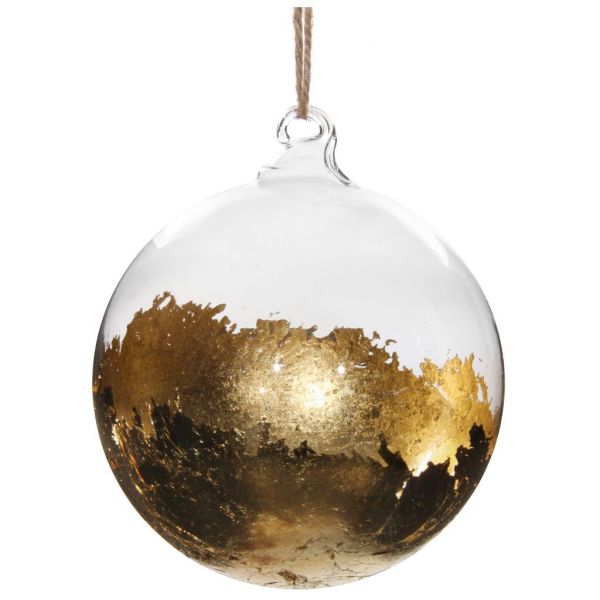 Стеклянный шар прозрачное сусальное золото под 10 см 50857 SHISHI