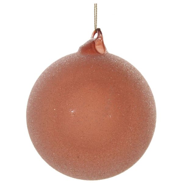 Стеклянный шар розовый прозрачный засахаренный 10 см 50859 SHISHI
