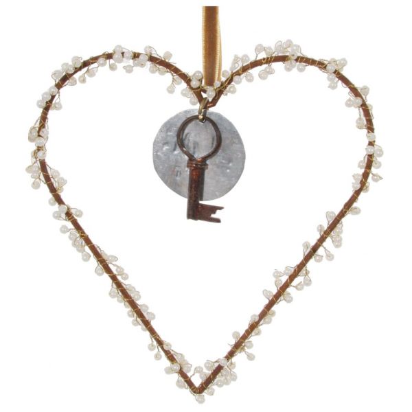 Жемчужное сердце с ключом ржавый 15 см 50892 SHISHI