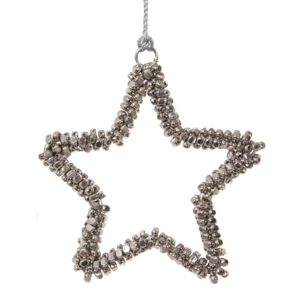 Металлическая бусина звезда серебряная 8 см 51102 SHISHI