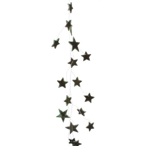 Бархатная звездная гирлянда темно-зеленого цвета 180 см 51439 SHISHI