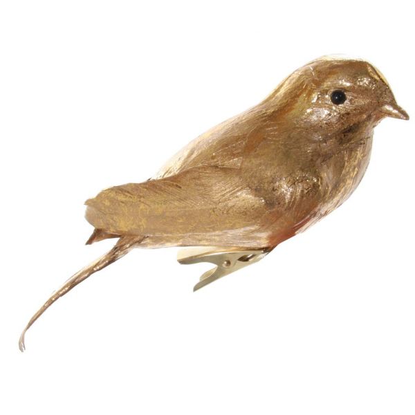 Перо птицы золотое с зажимом 16 см 51947 SHISHI