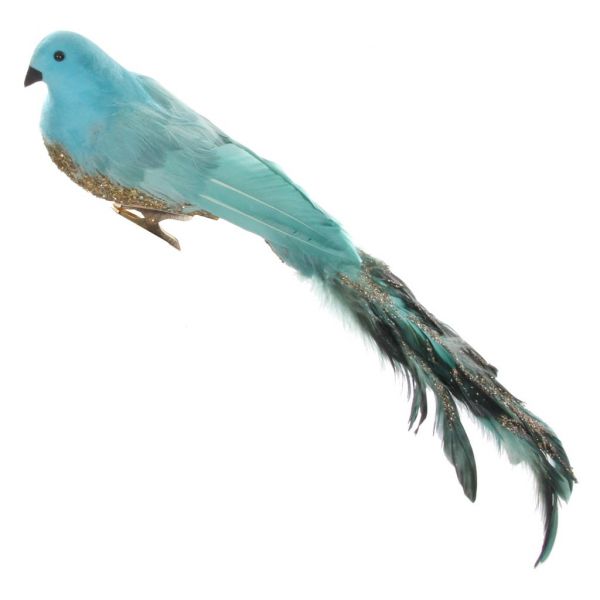 Перо птицы синий серебристый блеск тела 39 см 51981 SHISHI