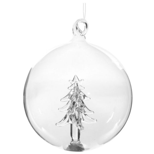 Стеклянный шар с прозрачным деревом внутри 8 см 52251 SHISHI