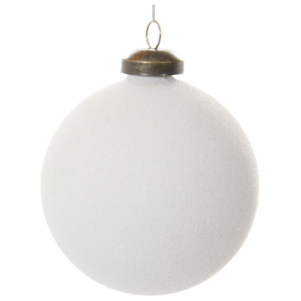 Стеклянный шар белый засахаренный 8 см 52609 SHISHI