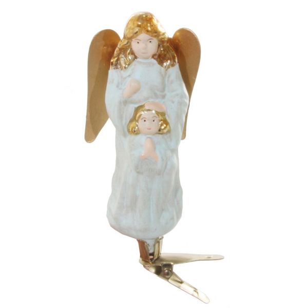 Стеклянные ангельские голубые золотые крылья на клипе 12 см 52868 SHISHI