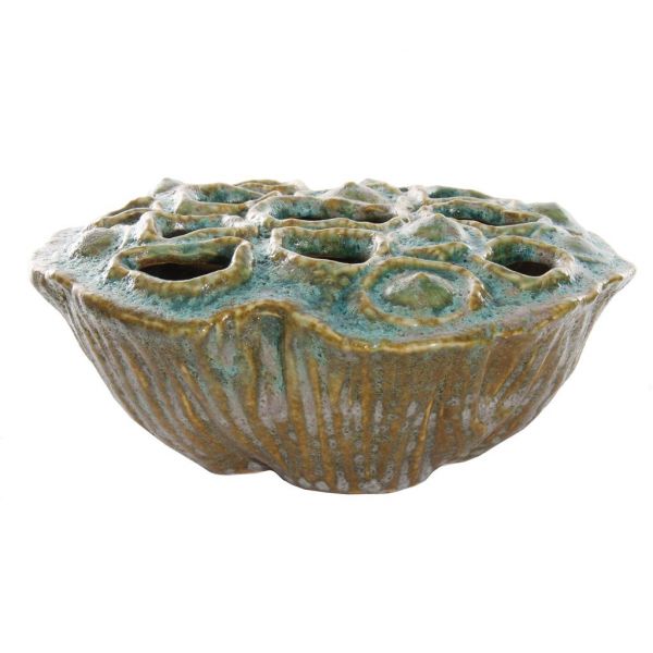 Керамическая ваза лотоса зелено-синего цвета d26;h11 см 53196 SHISHI