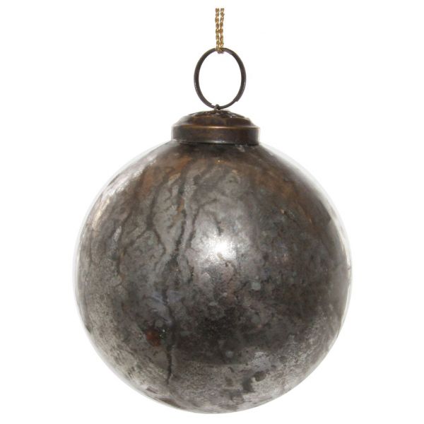 Стеклянный шар античное серебро 8 см 53891 SHISHI