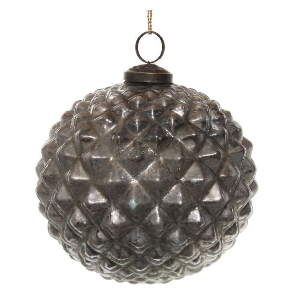 Стеклянный конусный шар античное серебро 13 см 53905 SHISHI