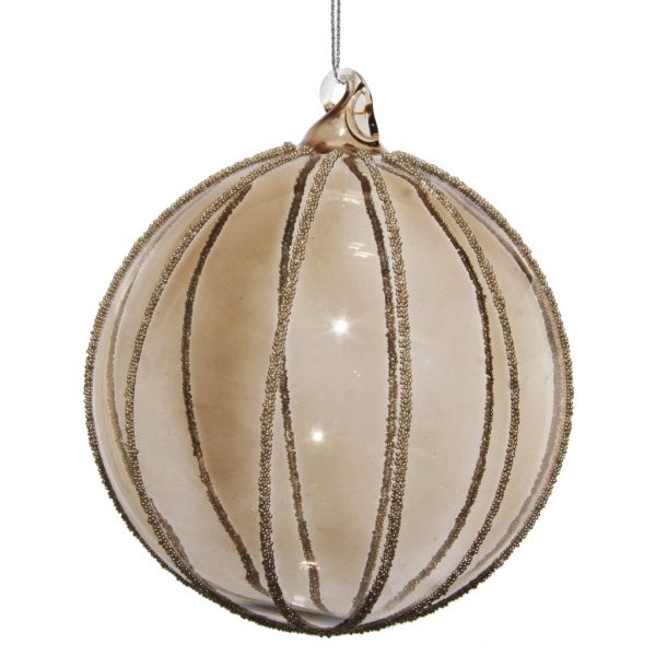 Стеклянный шар копченый с серебряными бусинами 10 см 54032 SHISHI