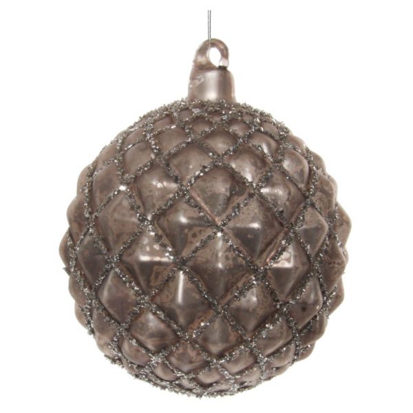Стеклянный шар конус античный коврик серый с серебряным блеском 10 см 54576 SHISHI