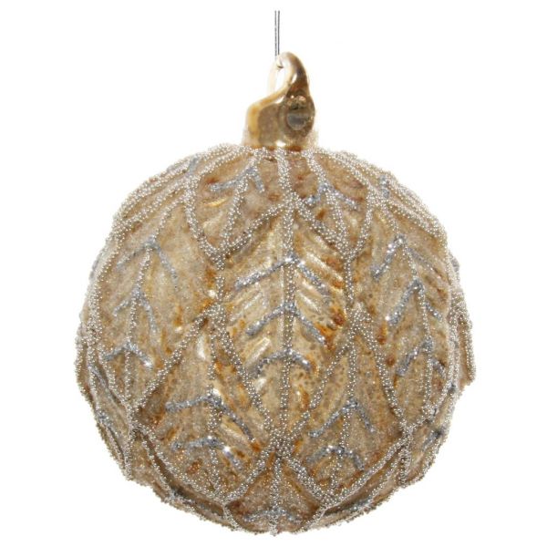 Стеклянный шар античный коврик светло-коричневый с серебряными бусинами 8 см 54580 SHISHI