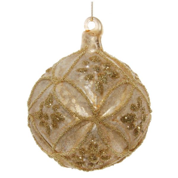Стеклянный шар античный коврик из золота с сахаром ж/золотой блеск 8 см 54635 SHISHI