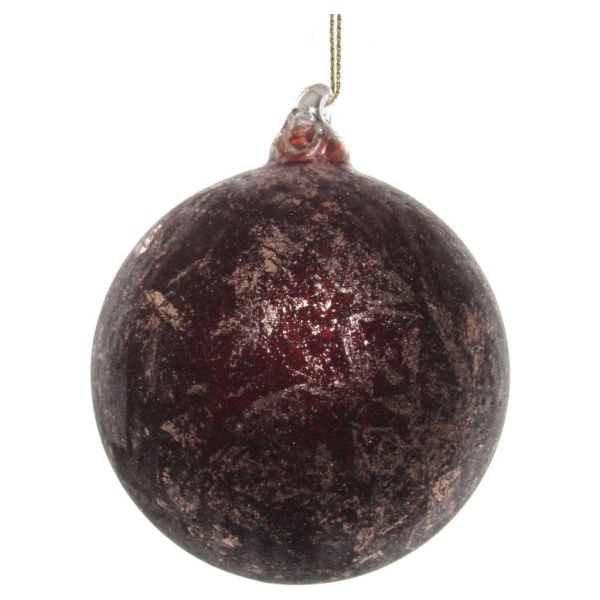 Стеклянный шар бордовая фольга с сахаром 8 см 54718 SHISHI