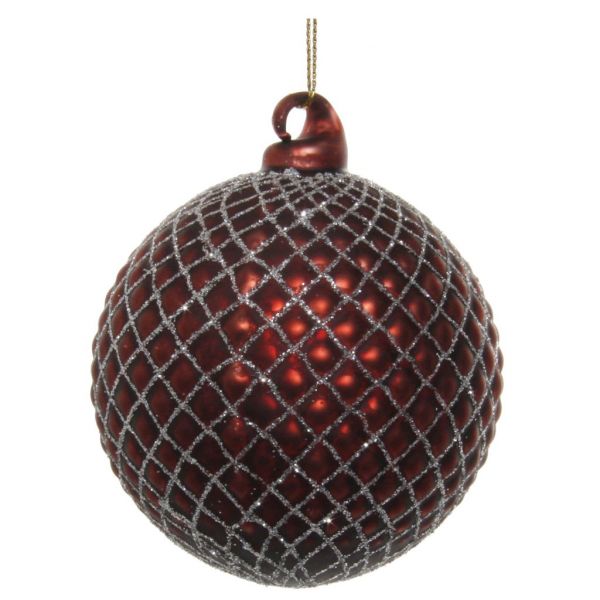 Стеклянный шар конус бордовый серебристый блеск 8 см 54767 SHISHI