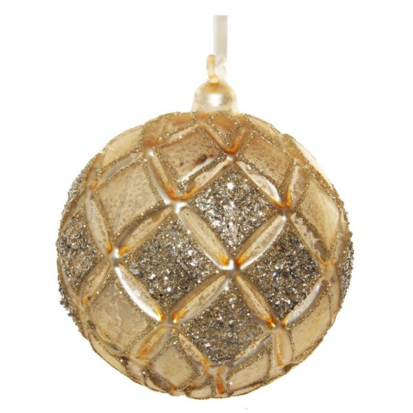 Стеклянный шар ромб коврик золотой античный блеск 10 см 54797 SHISHI