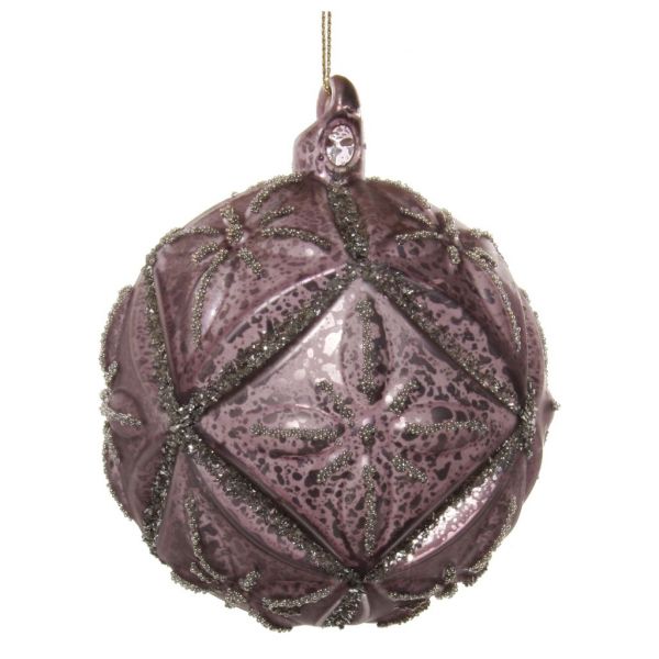Стеклянный цветочный шар с античным фиолетовым серебряным блеском 10 см 54896 SHISHI