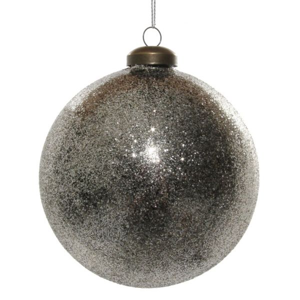 Стеклянный шар темно-серый серебристый блеск 10 см 54908 SHISHI