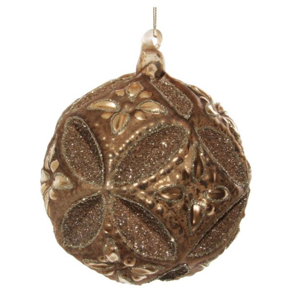 Стеклянный цветочный ювелирный шар коричневый 15 см 54916 SHISHI