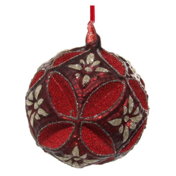 Стеклянный цветочный ювелирный шар бордовый 15 см 54924 SHISHI