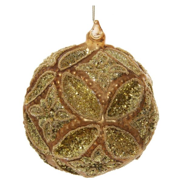 Стеклянный цветочный ювелирный шар коричневое золото 10 см 54926 SHISHI