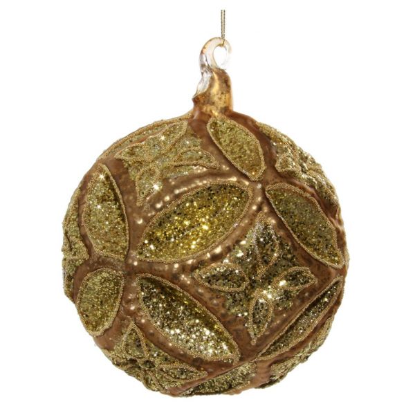 Стеклянный цветочный ювелирный шар коричневое золото 15 см 54928 SHISHI