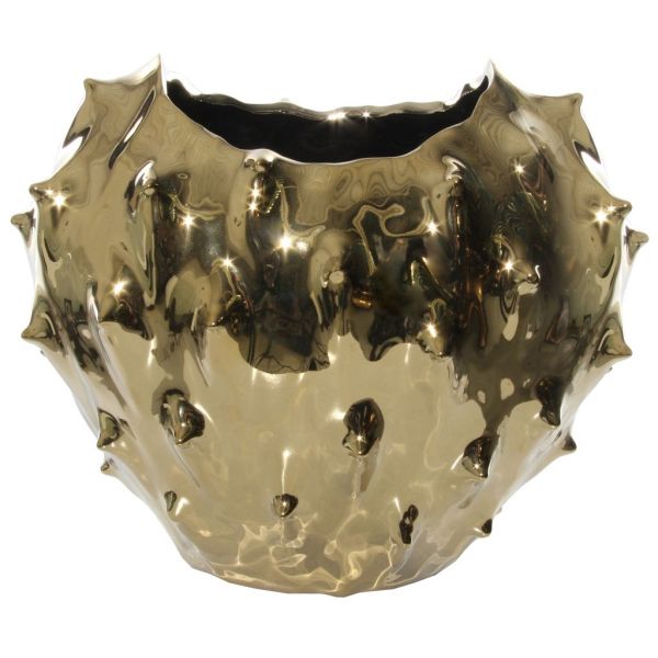 Керамическая ваза с шипами блестящее золото 26x17x22 см 54979 SHISHI