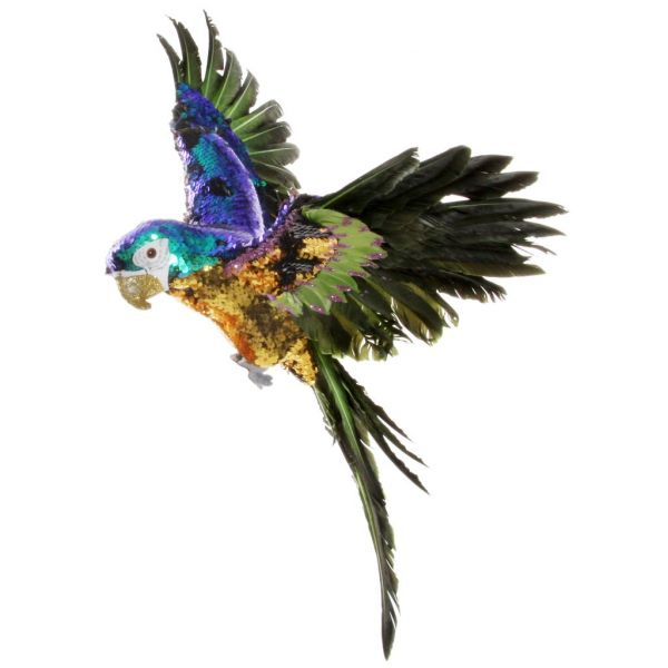 Попугай летающий золотисто-сине-зеленый блесток 50 см 55153 SHISHI