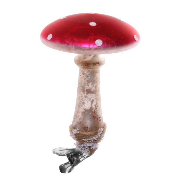 Стеклянный гриб на клипе красно-серебристый 9 см 55299 SHISHI