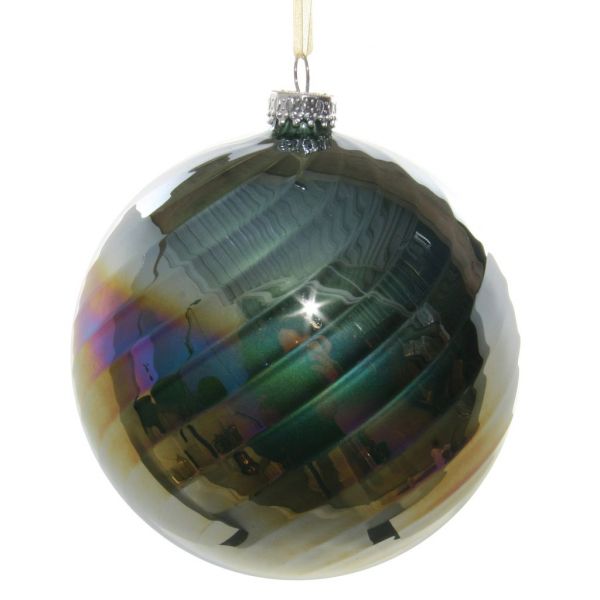 Стеклянный шар, выложенный переливчатым зелено-золотым 10 см 55598 SHISHI