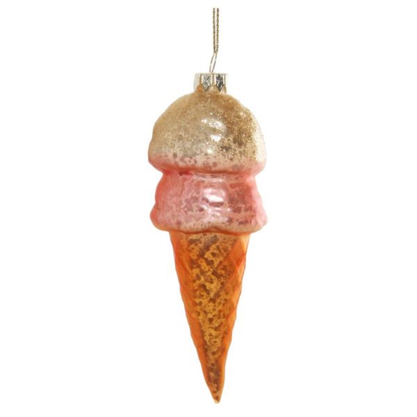 Стеклянное мороженое розово-оранжевое 11 см 55737 SHISHI