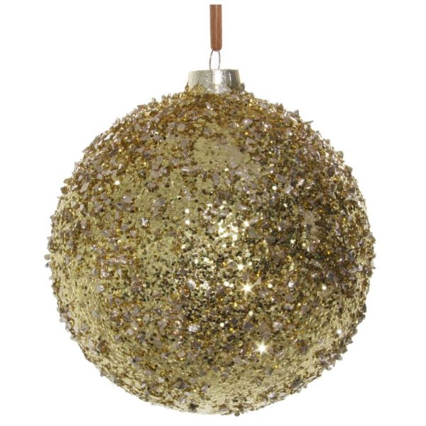 Стеклянный блестящий шарик с чешуйками золото серебро 12 см 55804 SHISHI