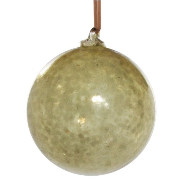 Стеклянный шар блестящий зеленый блесток внутри 8 см 55830 SHISHI