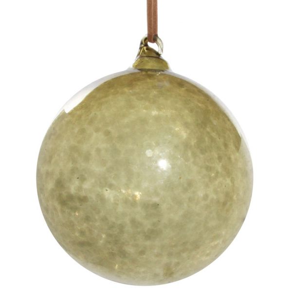 Стеклянный шар блестящий зеленый блесток внутри 10 см 55831 SHISHI