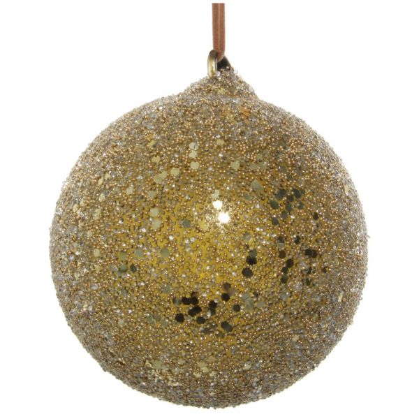 Стеклянный шар бусина из зеленого золота с блестками 10 см 55841 SHISHI