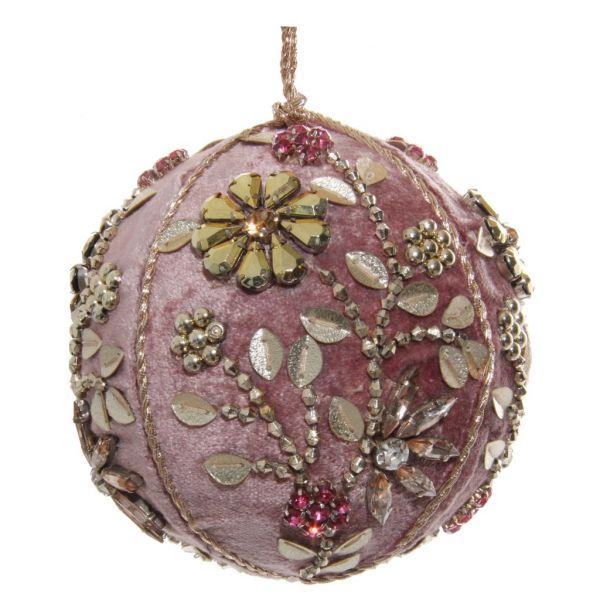 Бархатный шар светло-фиолетовая цветочная вышивка 9,5 см 55888 SHISHI