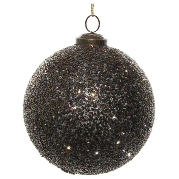 Стеклянный шар с длинным бисером коричневый фиолетовый 12 см 56118 SHISHI