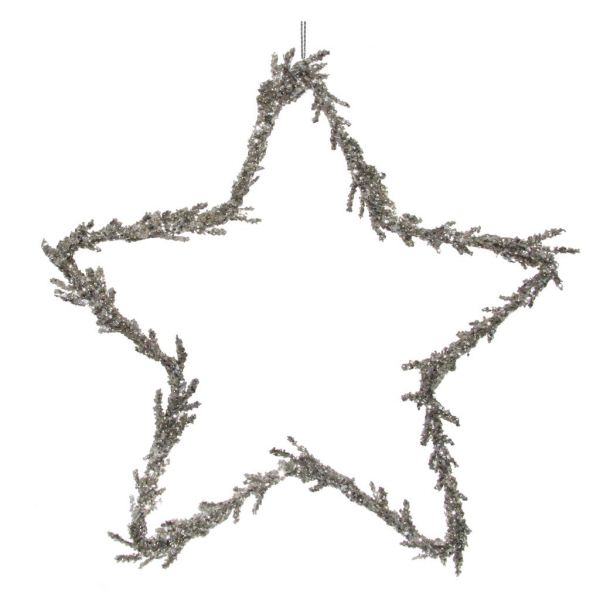 Блестящая веточка звезда серебро 21 см 56188 SHISHI
