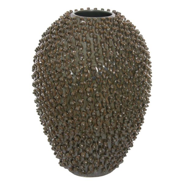 Керамическая ваза с листьями блестящего коричнево-серого цвета d34;h47 см 56416 SHISHI