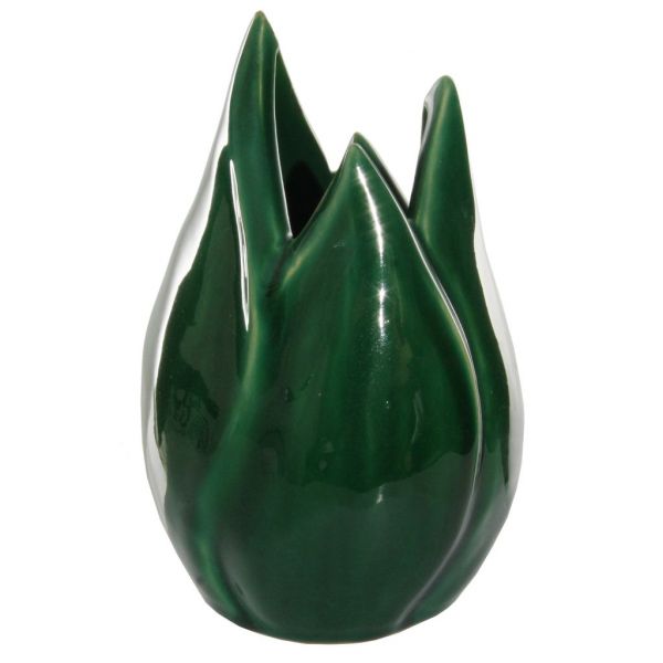 Керамическая ваза с листьями темно-зеленого цвета d10,5;h15 см 56421 SHISHI