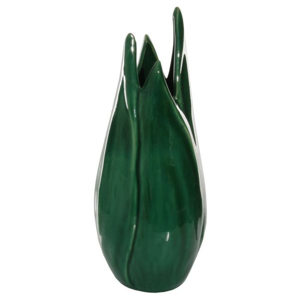 Керамическая ваза с листьями темно-зеленого цвета d11;h27 см 56423 SHISHI